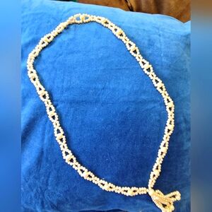 2/$12 Vintage faux pearl woven necklace with tassel